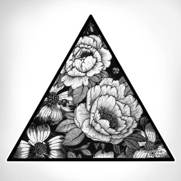 Цветы в треугольнике эскиз