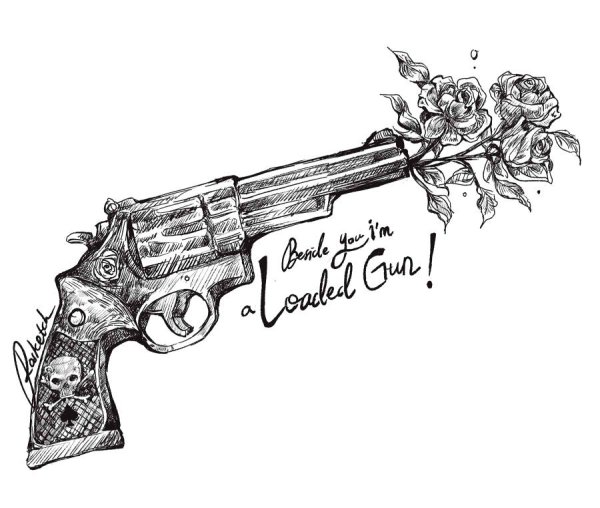 Тату пистолет эскиз