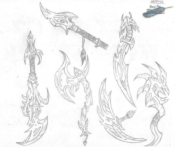 Эскизы оружия для рисования