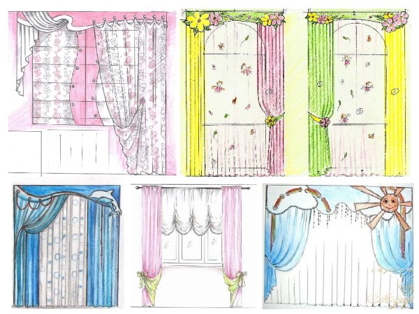 Макет окна с занавесками