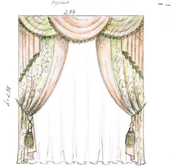 Эскизы штор карандашом