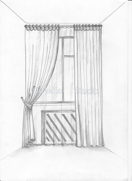 Шторы карандашом
