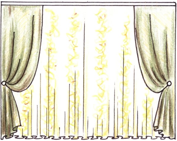 Эскиз прямых штор