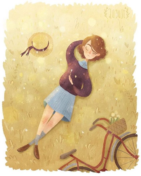 Август милые иллюстрации