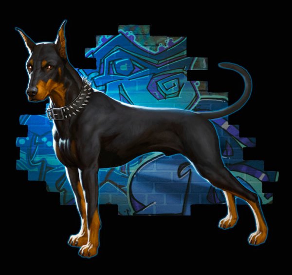 Аниме собака Доберман демон