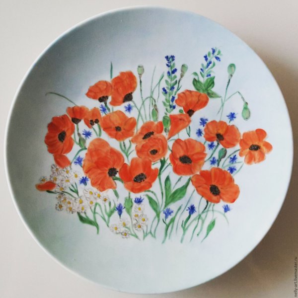 Роспись тарелок цветы