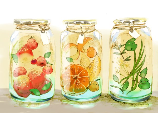 Фрукты в баночках рисование