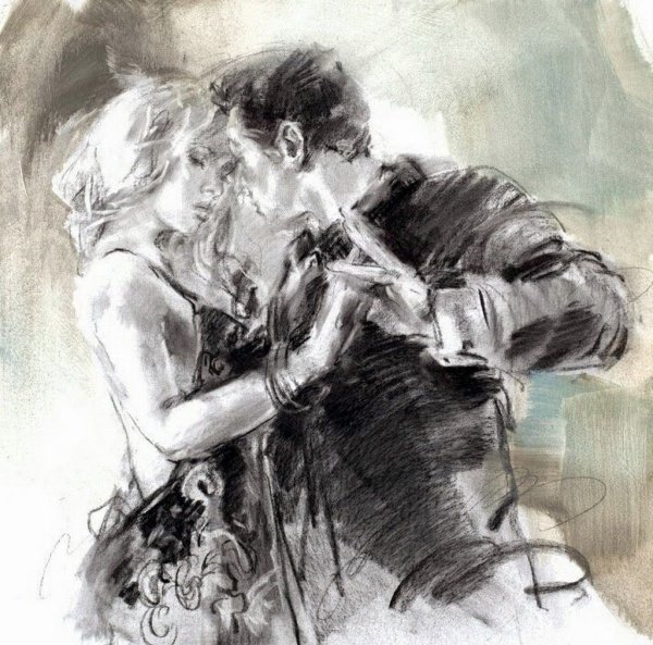 Танцующая пара акварель