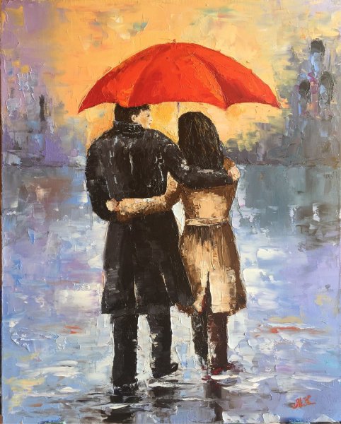 Парочка под дождем