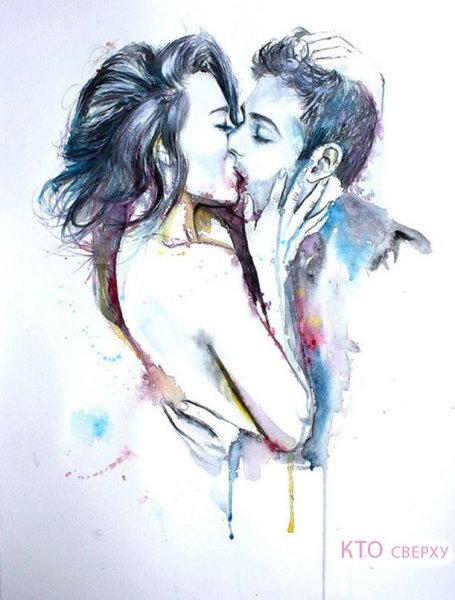 Влюбленные акварель