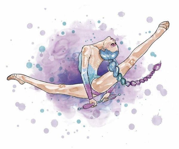 Гимнастка акварель