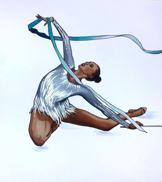 Гимнастка акварель