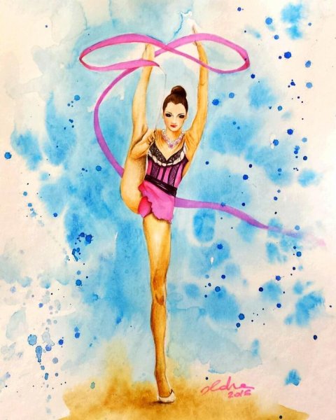 Гимнастка акварель