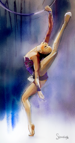 Гимнастка акварель