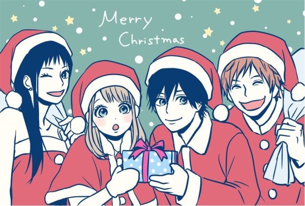 Рождественские аниме позы