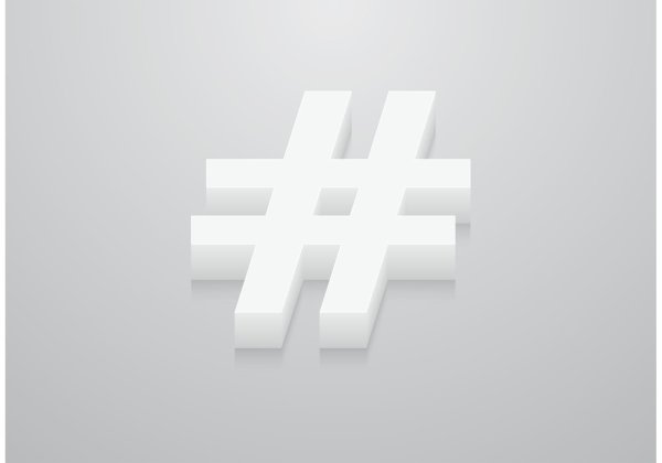Белый хештег на прозрачном фоне