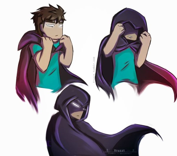 ХЕРОБРИН И Стив майнкрафт арт