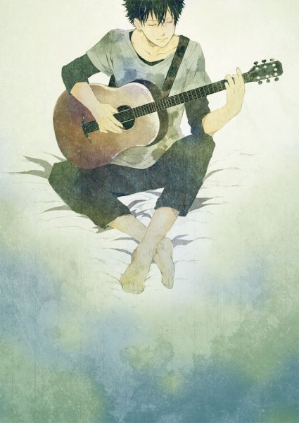 Аниме парень с гитарой