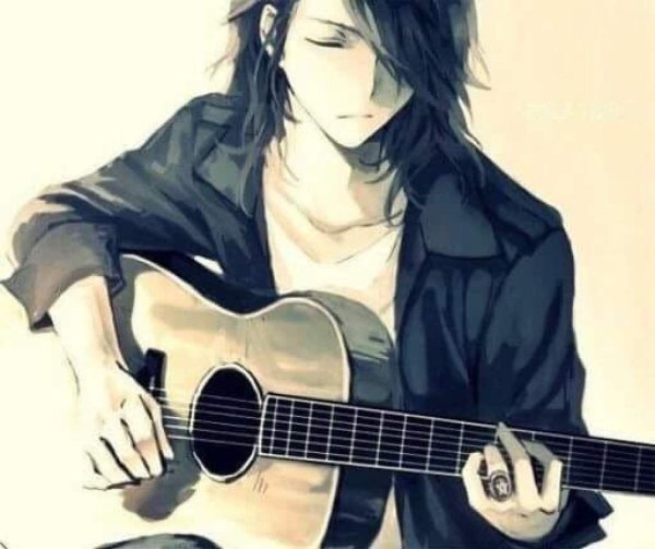 Аниме парень с гитарой
