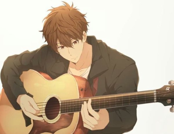 Аниме парень с гитарой