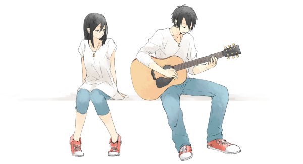 Аниме парень с гитарой