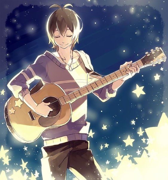 Аниме парень с гитарой