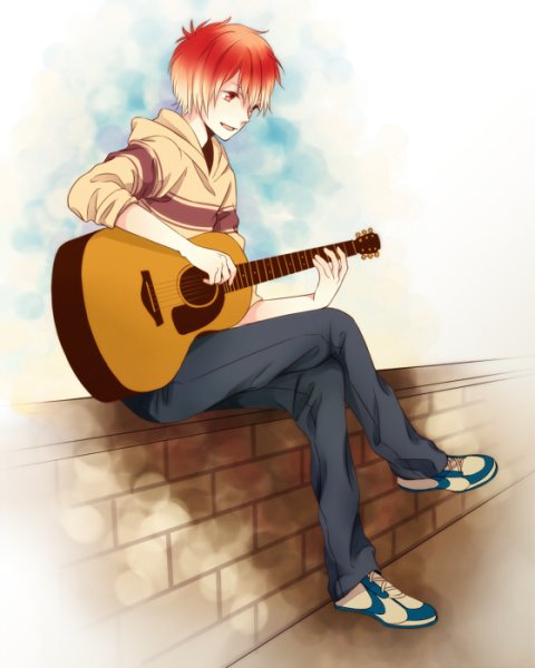 Аниме парень с гитарой