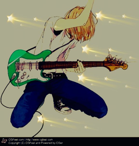 Рыжий парень с гитарой арт