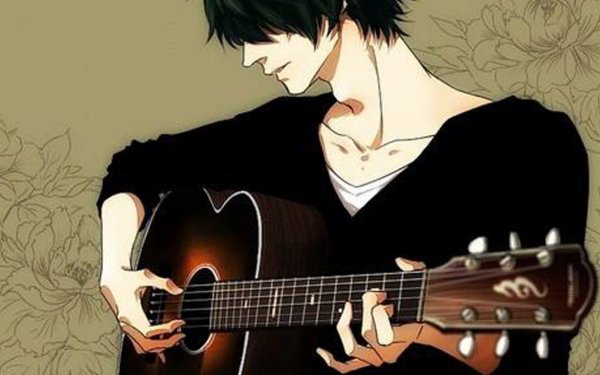 Аниме парень с гитарой