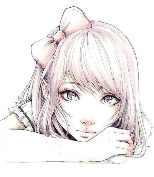 Аниме лицо девушки набросок