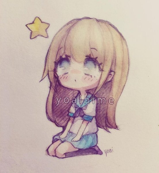 Милое аниме карандашом