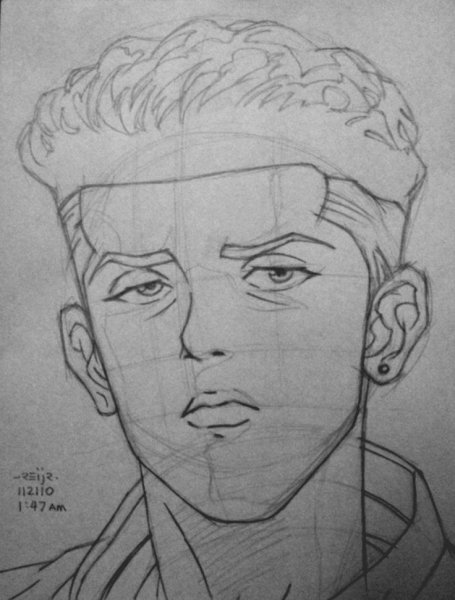 Портрет мияги рисунок карандашом поэтапно легко