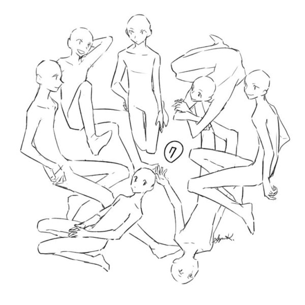 Групповые позы для рисования