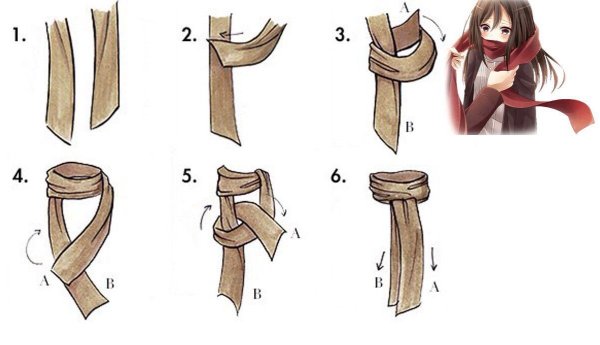 Как завязать шарф как Микаса