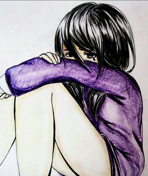 Грустная девушка рисунок