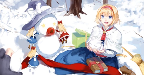 Аниме фон со снеговиком