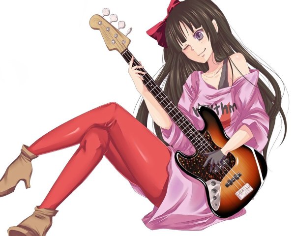 Аниме девушка с гитарой