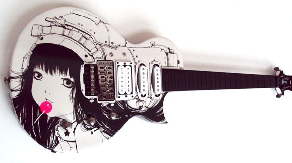 Гитара с аниме принтом