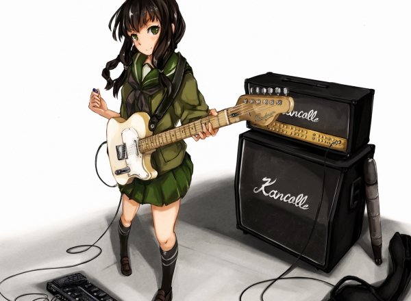 Девушка с гитарой арт