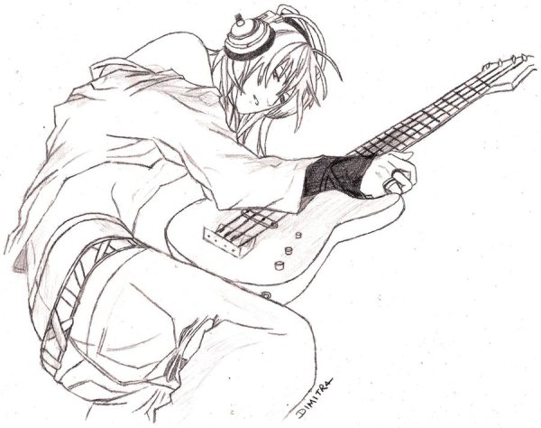Аниме парень с гитарой
