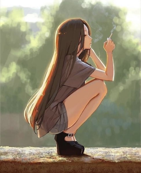 Девушка сидит арт