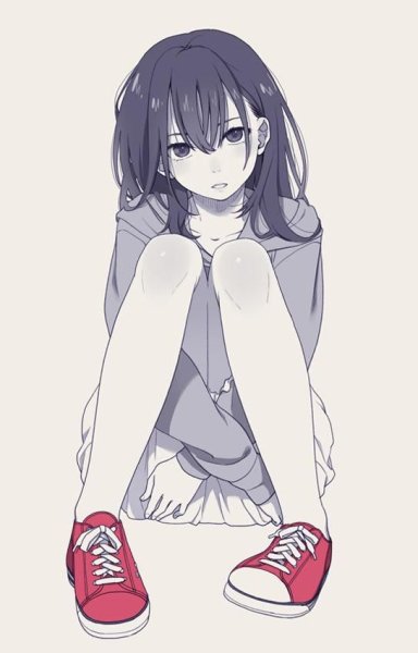 Аниме девушка сидит
