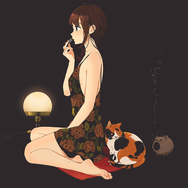 Девушка сидит арт