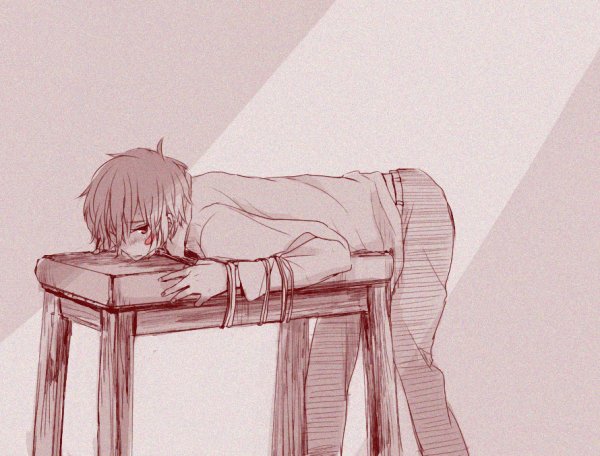 Аниме парень облокотился