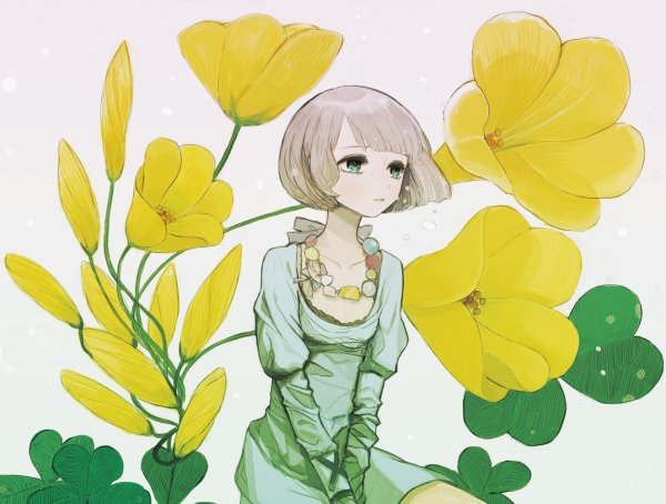 Аниме девушка с цветком