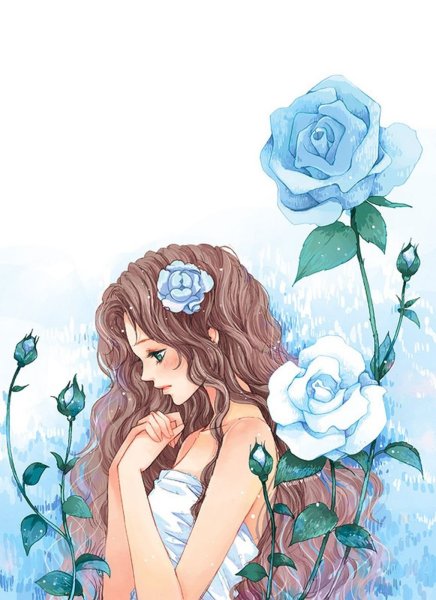 Мультяшные девушки с цветами
