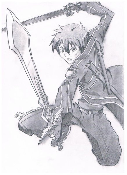 Мечи Кирито карандашом