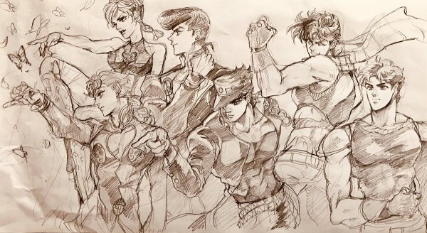 Джонатан Джостар карандашом