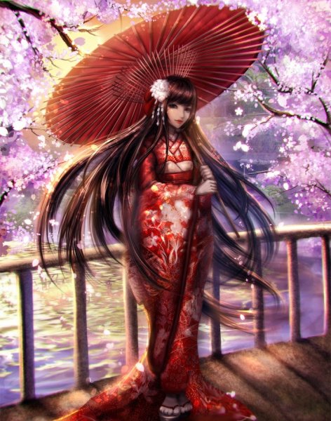 Девушка в кимоно фэнтези