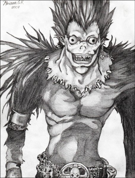 Тетрадь смерти Бог смерти рюк карандашом